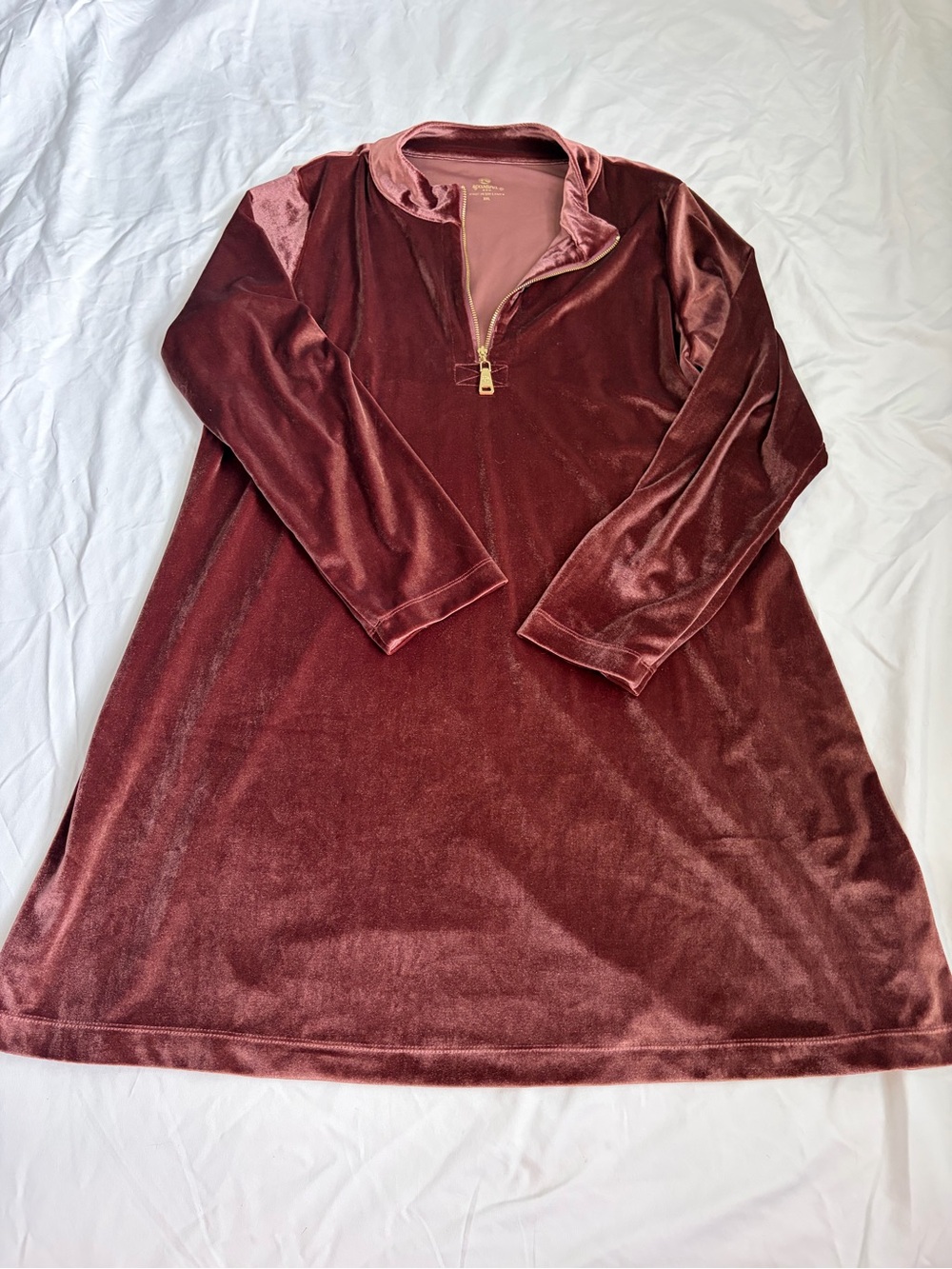 Spartina 449 Nora Velvet Half-Zip Dress - Bordeaux - Size XXL